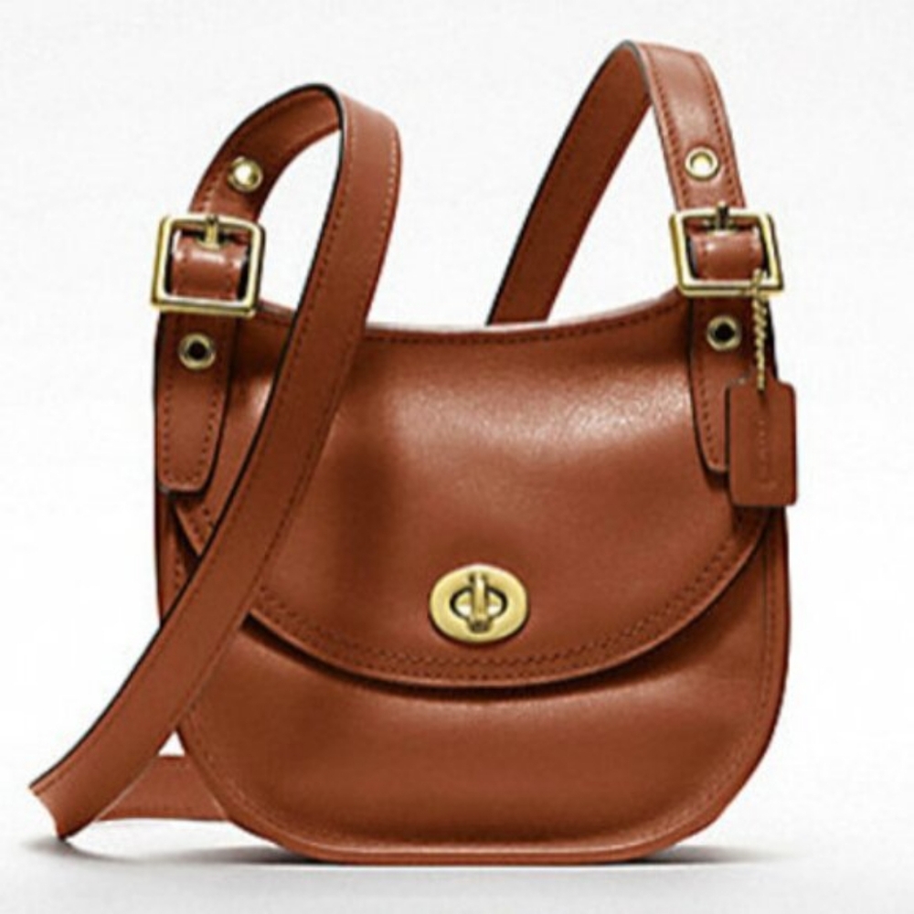 Coach Mini Saddle Crossbody Bag in Brown Leather with Gold Hardware